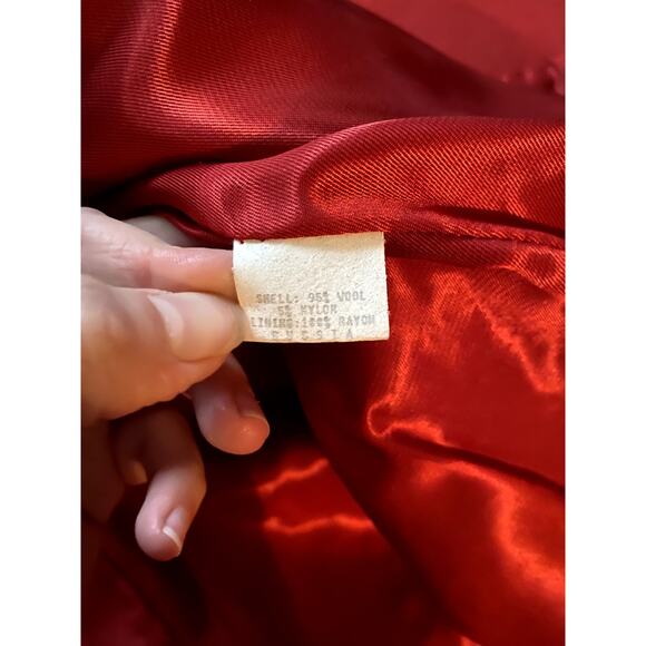 Vintage 90s Wool Red Long Duster Coat 14 Scandi Heritage Woods Soft Norm Winter - Picture 5 of 6